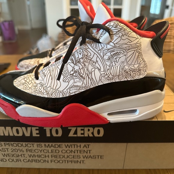 1. Air Jordan Dub Zero Big Kid size 6 red and black, used inside only - Picture 3 of 6